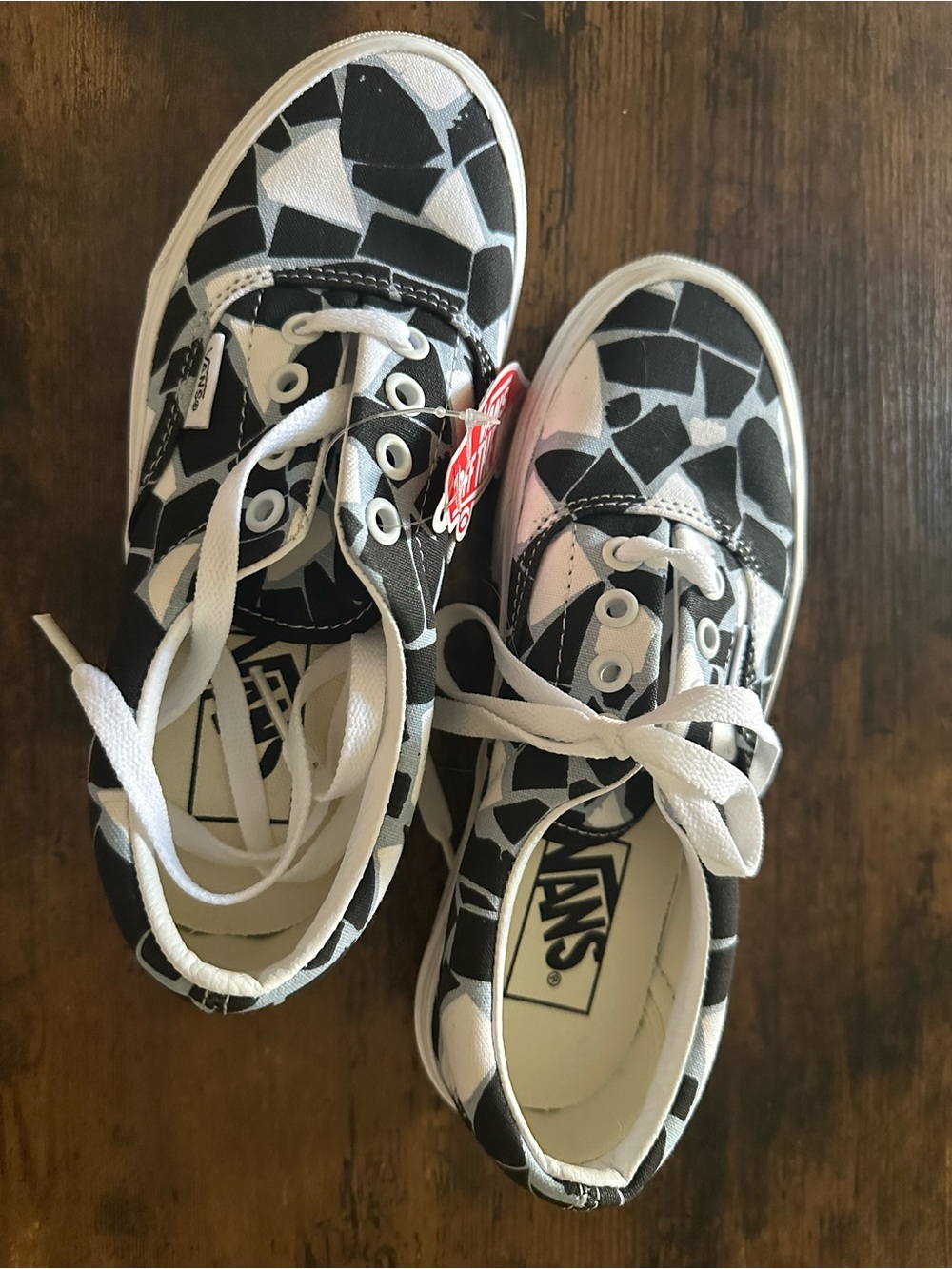 Vans Kids Low Top Sneakers in Black & White Mosaic Print